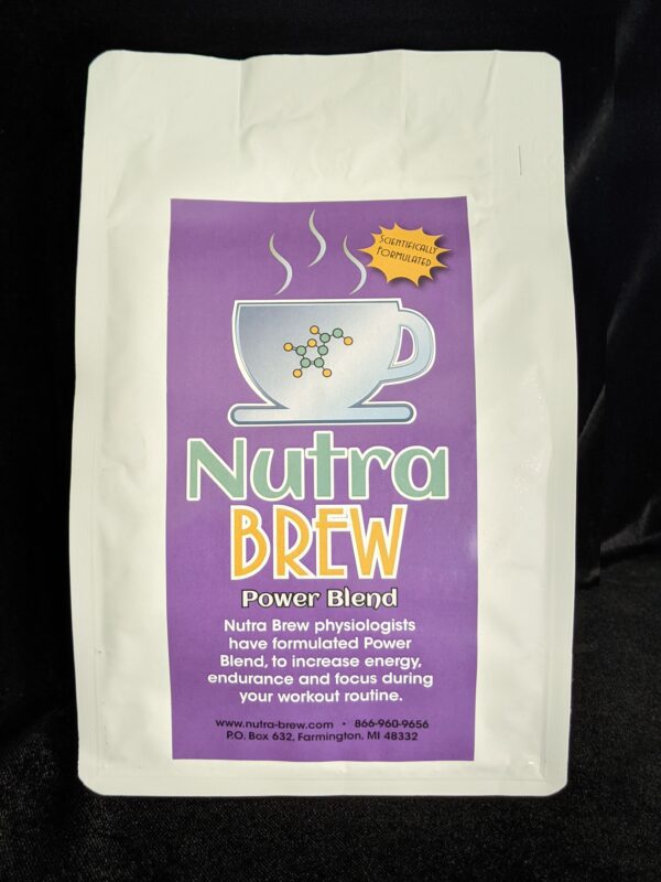 A pack of Nutra Brew Power Blend coffee