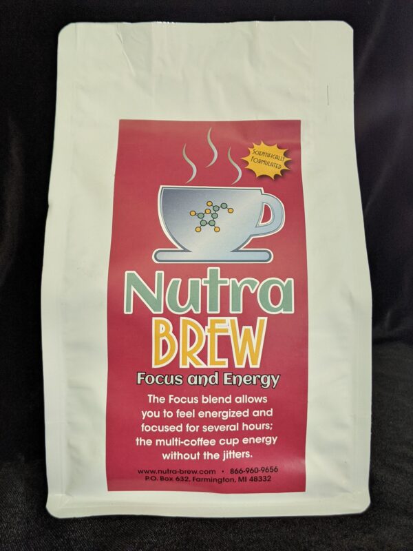 A pack of Nutra Brew Focus and Energy coffee